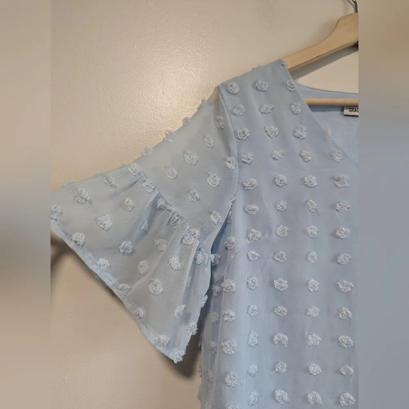 Grace Karin Belle Sleeves Blue Dotted Sun Dress Size Small - Picture 3 of 12